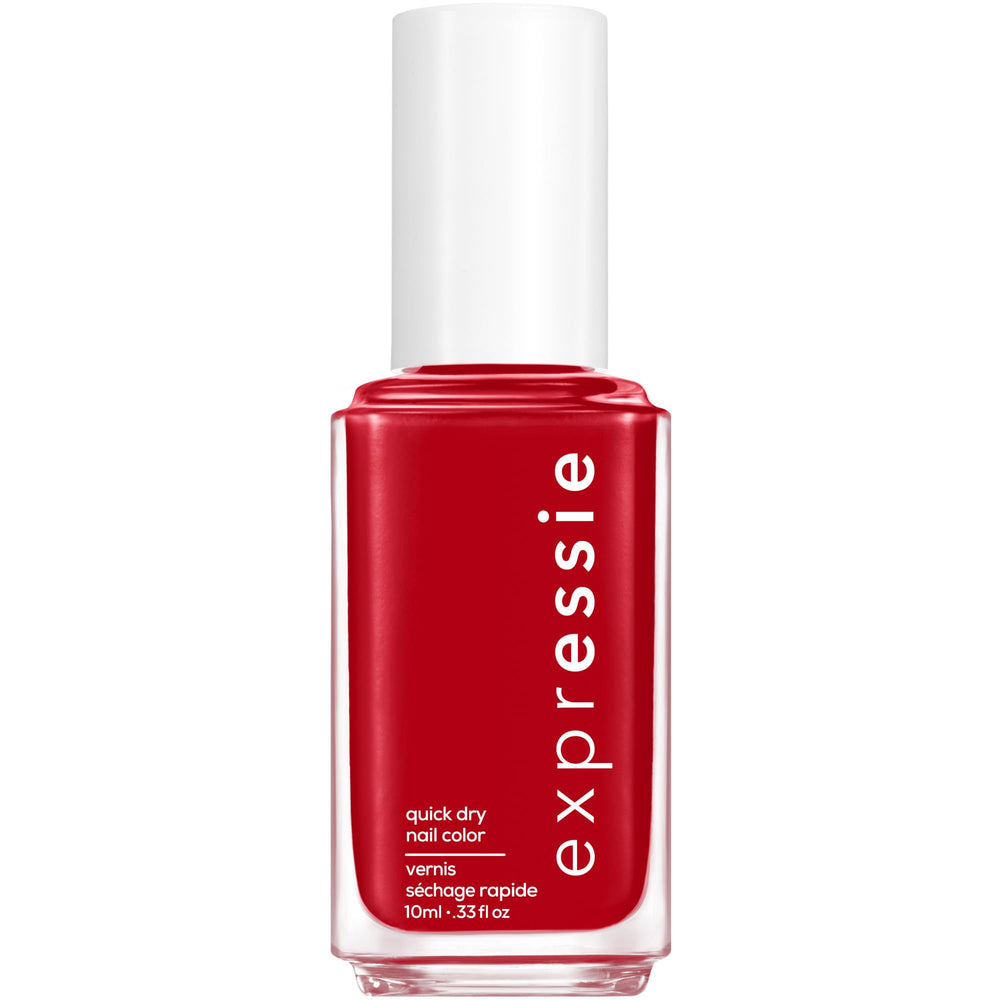 Vernis Essie Expressie Seize Minute dans un flacon rouge-bleuté, application rapide.