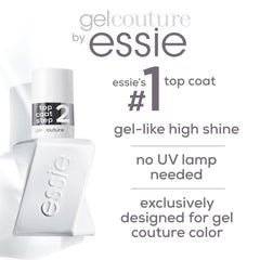 Essie Gel Couture, fini ultra brillant sans bavures.