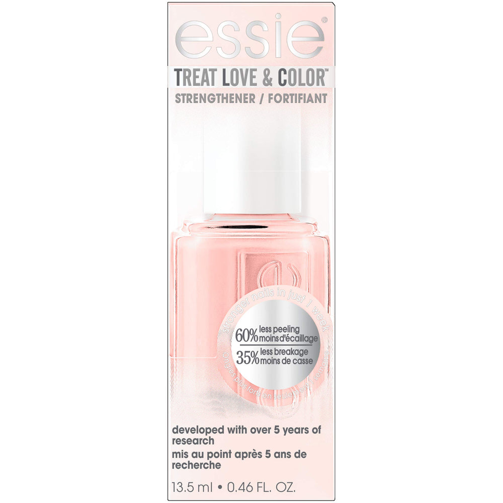 Essie Treat Love & Color – bouteille rose poudrée, couleur flatteuse et application facile.
