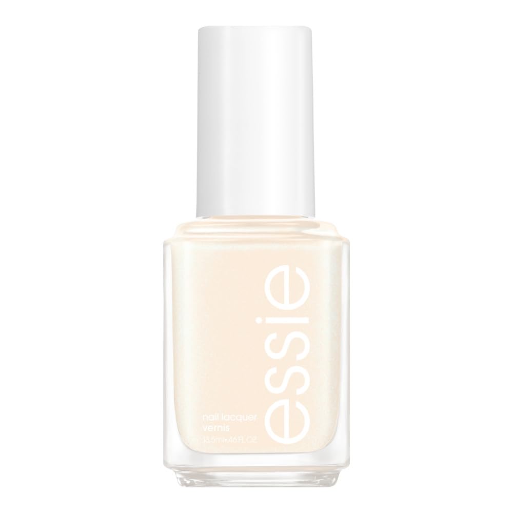 Vernis essie Going Steady avec brillance lustrante sur teinte ivoire lacté.