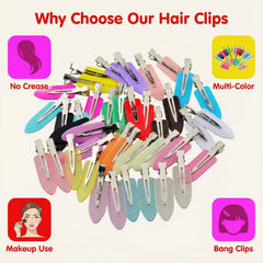 Clip Eswala cheveux multicolore, fixation légère pour maquillage et soins.
