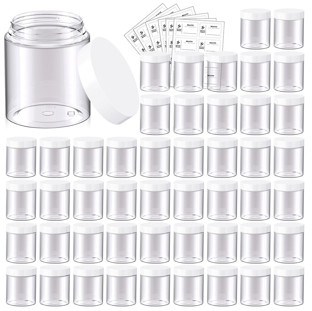 Eternal Moment pot plastique 8 onces avec bouchon blanc, pratique pour cosmétiques et slime faits maison.
