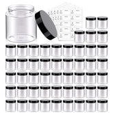 Pot Eternal Moment transparent 4 oz avec couvercle noir, idéal pour cosmétiques et échantillons.