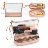 Ethereal sac-maquillage-transparent-rose-dore : accès rapide au maquillage grâce à sa transparence pratique.