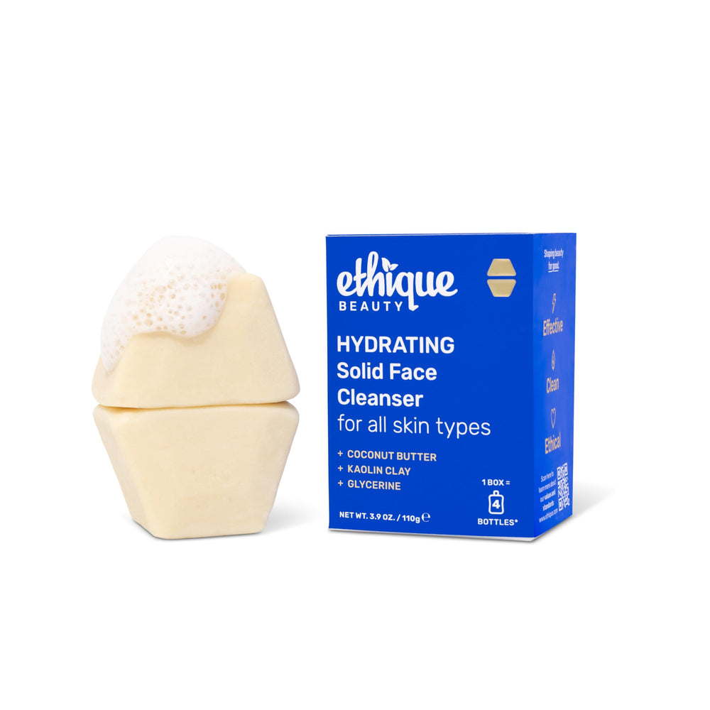 Ethique Hydrating barre visage cremeuse, texture riche pour un nettoyage quotidien en douceur.