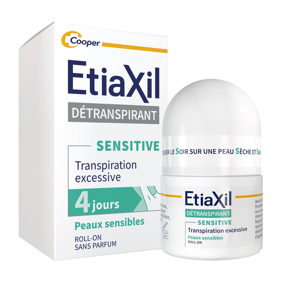 Etiaxil roll-on pour aisselles sensibles, protection durable et douceur.