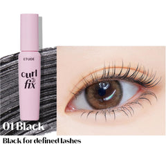 ETUDE Curl Fix Mascara Mini — application 24h pour des cils recourbés.
