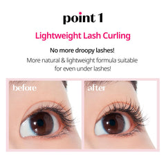 ETUDE Curl Fix Mascara waterproof swatch demonstrates smudge resistance.