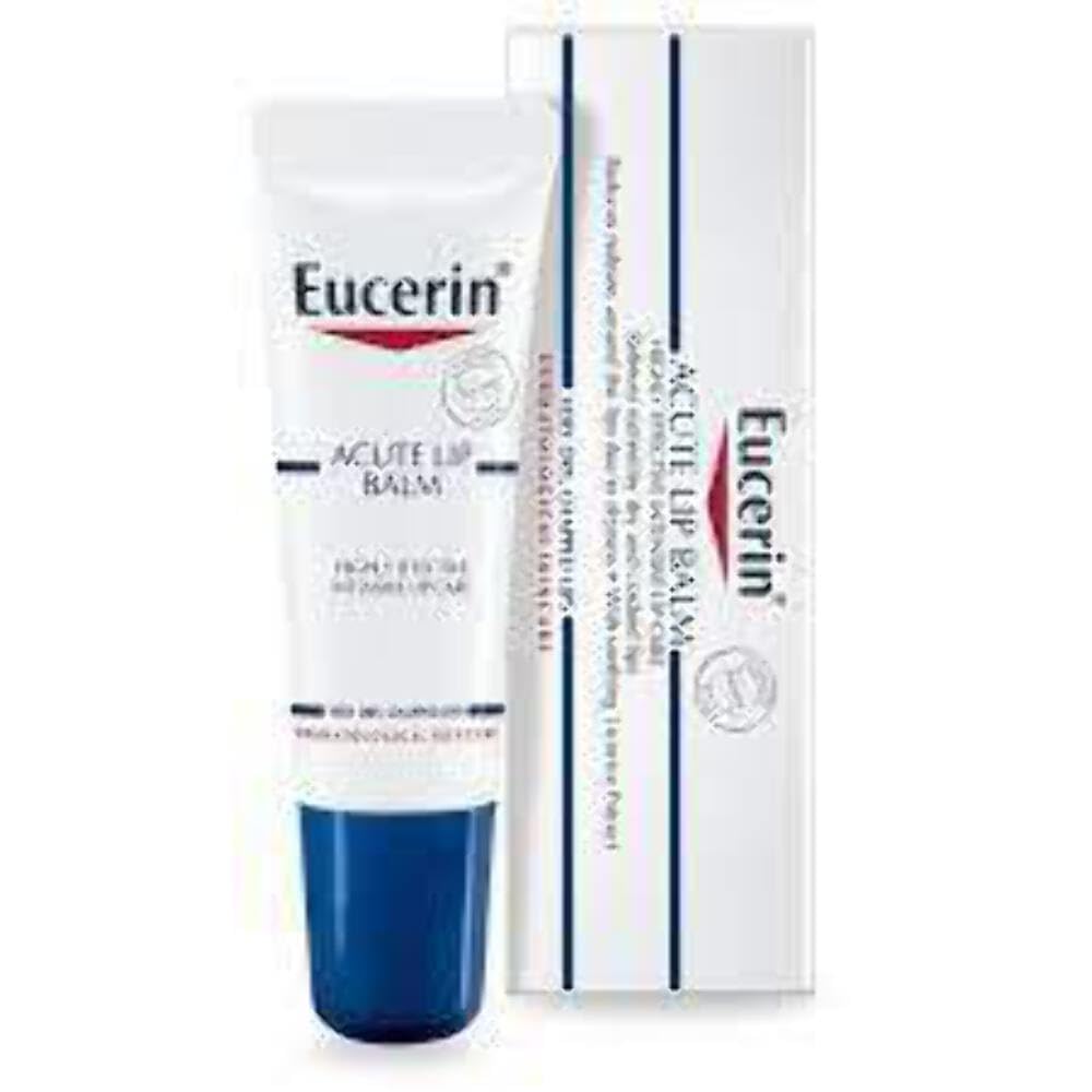 Baume Eucerin pour les lèvres intenses, hydratation durable et application douce.