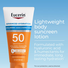 Texture légère du soin Eucerin Sun Advanced Hydration SPF50.