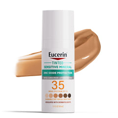 Eucerin Sun Tinted Mineral SPF35, flacon-pompe pratique pour application propre.
