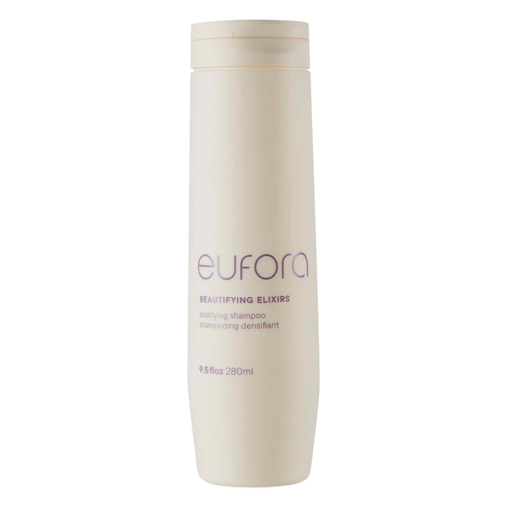 Eufora Bodifying Shampoing — bouteille en train de verser, prêt pour le soin quotidien