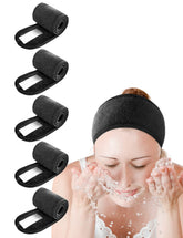EUICAE bandeau spa ensemble 5-noires pour retenir les cheveux et éviter les éclaboussures.