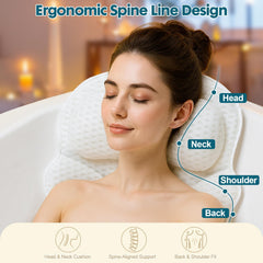 Oreiller bain EULAXLAB en mesh 4D pour une meilleure circulation d'air.