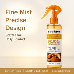 Texture légère qui laisse la peau douce après le spray.