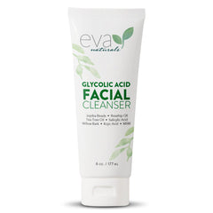 Eva Naturals nettoyant visage à acide glycolique, bouteille – exfolie en douceur pour peau lumineuse.