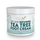 Crème Pieds Tea Tree Eva Naturals dans son flacon, hydratation durable après une journée.