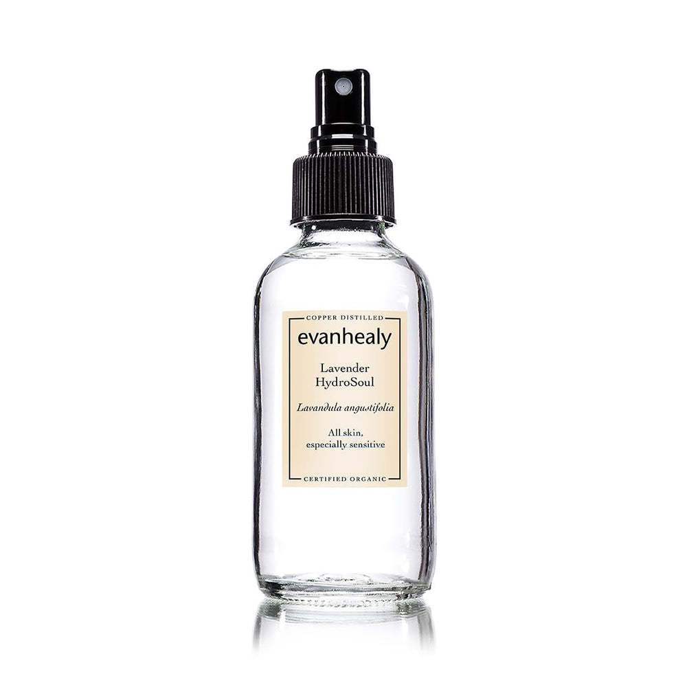 Evanhealy Lavande Hydrosol, bouteille cuivre en gros plan, apaisement et hydratation.