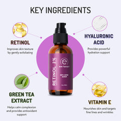 Sérum Eve Hansen Retinol Visage 2% – ingrédients jojoba pour hydratation durable.