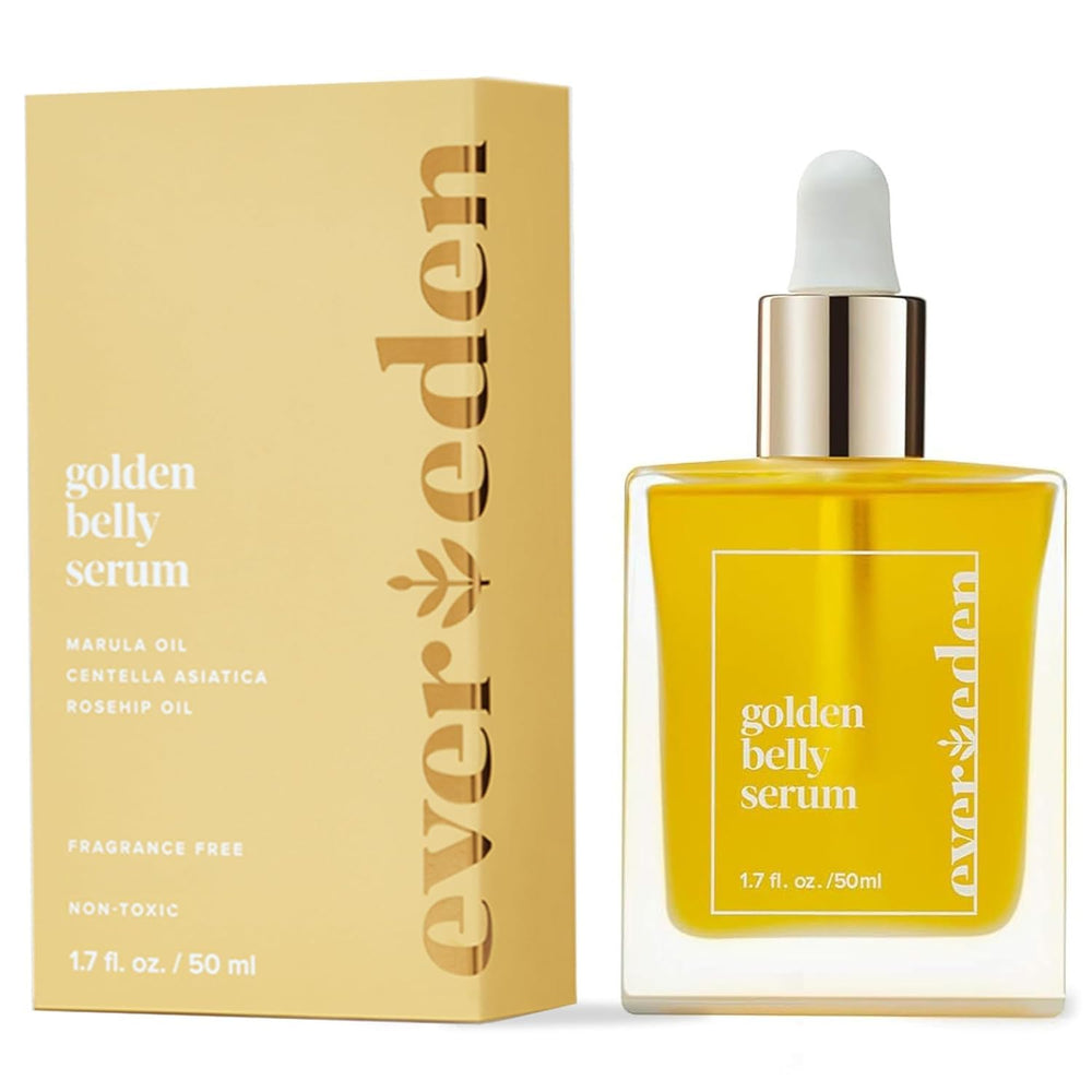 Evereden Sérum Ventre Doré — bouteille pompe, hydratation ciblée pour le ventre enceinte.