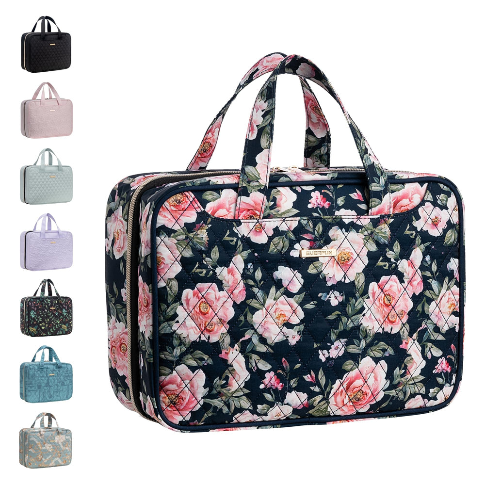 Everfun sac toilette suspendu montrant l’organisation pratique en voyage