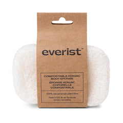 Éponge konjac Everist compostable prête pour une routine nettoyante respectueuse de l'environnement.