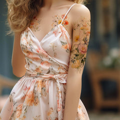 Everjoy tatouage floraison lilas rose pour un style floral vibrant et temporaire.
