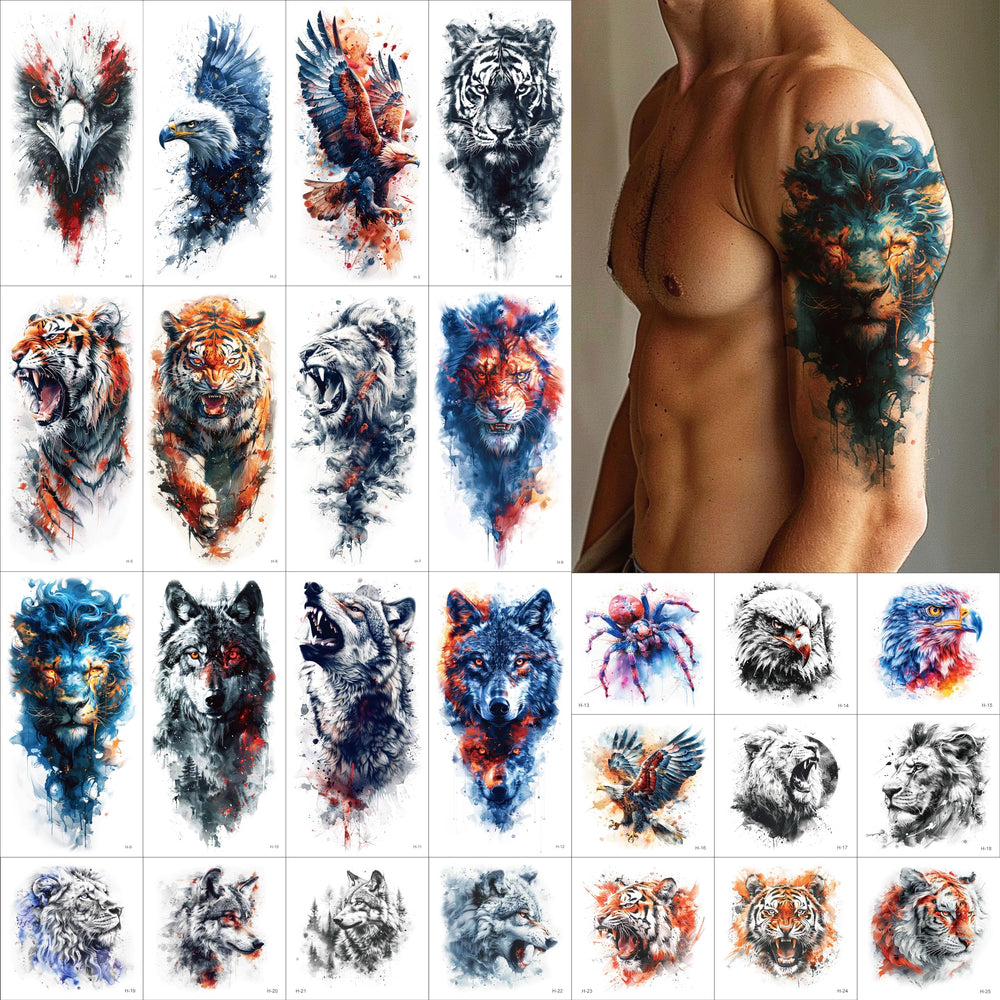 Everjoy tatouage temporaire tigre – apparence audacieuse pour festival et plage.