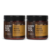 Every Man Jack Beard Butter, parfum santal subtil, hydrate et démêle les barbes sèches.