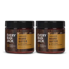 Every Man Jack Beard Butter, parfum santal subtil, hydrate et démêle les barbes sèches.