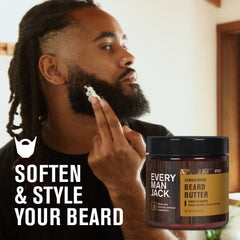 Every Man Jack Beard Butter, santal subtil, idéal après le lavage pour une barbe plus douce.