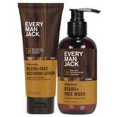 Every Man Jack Beard + Face Wash & Lotion set front bottle for convenient daily cleanse