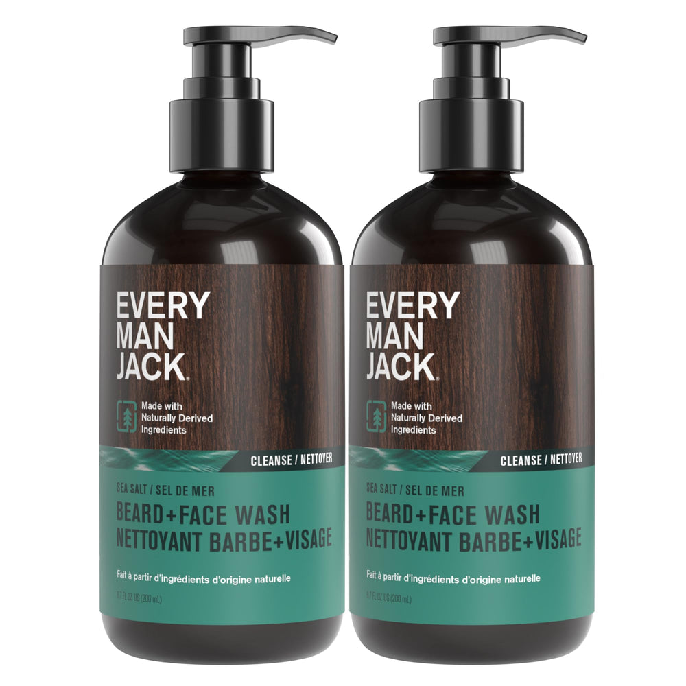 Beard + Face Wash Every Man Jack: bouteille sel marin pour un nettoyage doux.