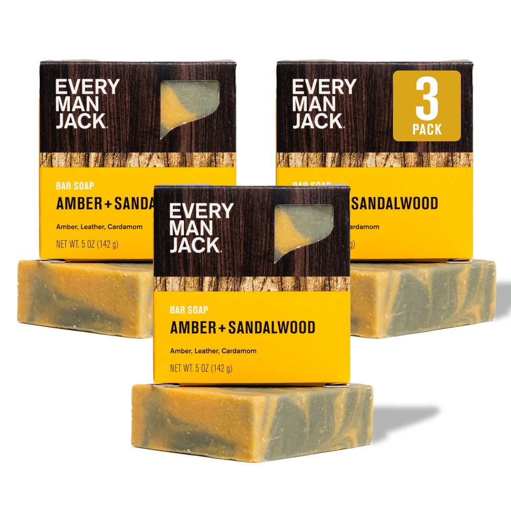 Every Man Jack cold process soap closeup highlighting subtle amber sandalwood scent