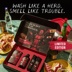 Ensemble soin corps Deadpool, routine hydratante et complète.