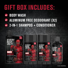 Shampoing Deadpool Every Man Jack, cheveux propres et démêlés facilités.
