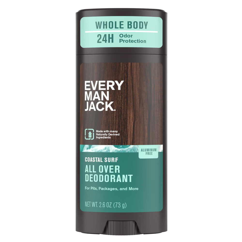 Every Man Jack All Over Déodorant Coastal Surf, bouteille, protection 24h sans aluminium.