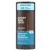 Every Man Jack déodorant tout-corps coco vanille, flacon élégant.
