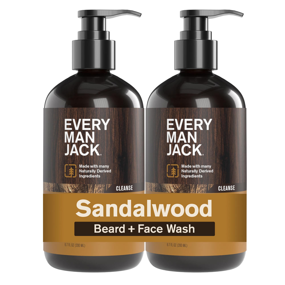 Every Man Jack sandalwood beard wash front bottle ideal for daily cleansing