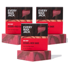 Every Man Jack savon solide Cedar + Red Sage, paquet trois, nettoie en profondeur.