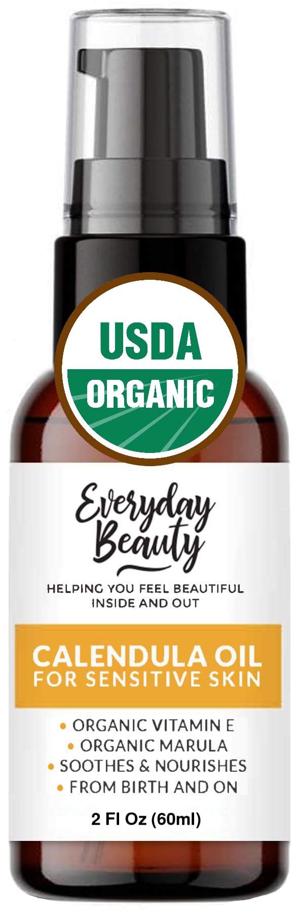 Everyday Beauty calendula oil bottle front for sensitive skin hydration