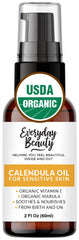 Everyday Beauty calendula oil bottle front for sensitive skin hydration