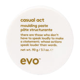 Bouteille EVO Casual Act et pâte coiffante, tenue légère adaptée à tous types de cheveux.