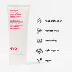 EVO Easy Tiger Smoothing Balm démonstration d'application sur cheveux pour un lissage rapide.
