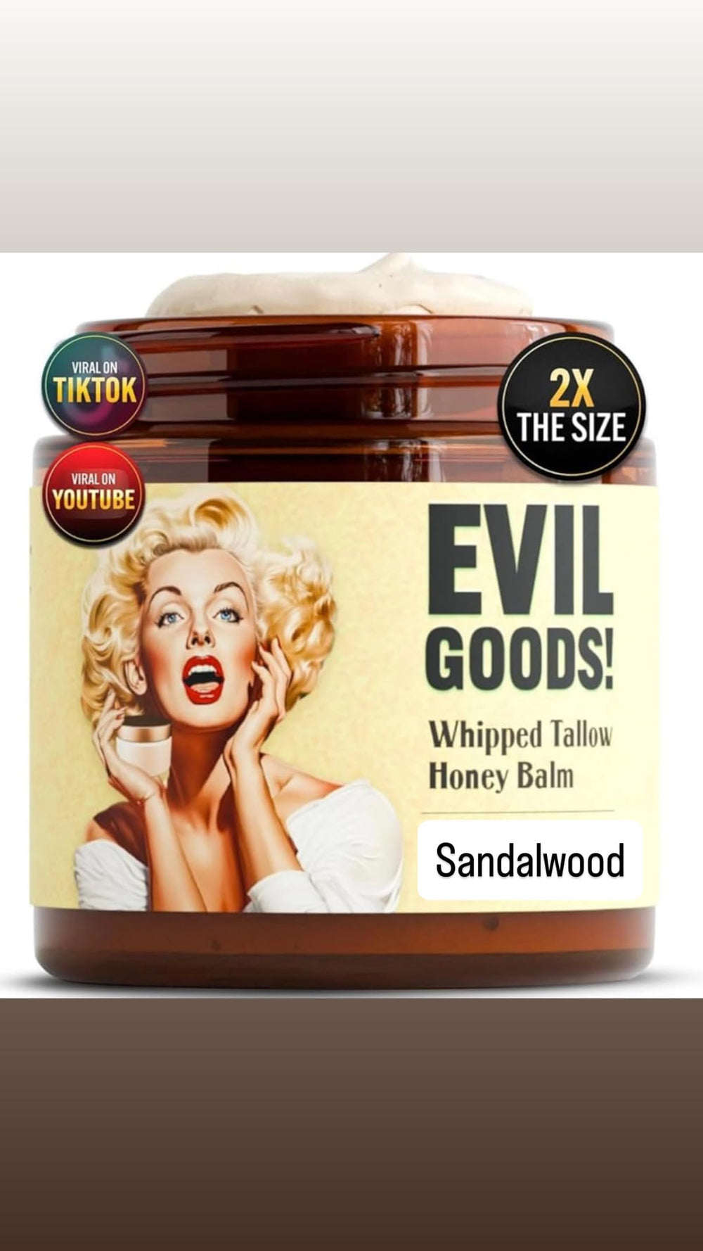 EVO GOOD! Pot ambré avec couvercle doré, hydratation riche pour la peau.
