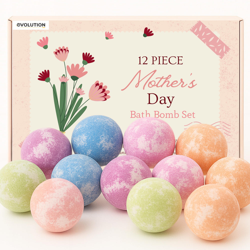 Bombes de bain EvolutionUSA maman 12 pièces dans une boîte cadeau luxueuse pour un moment de détente.