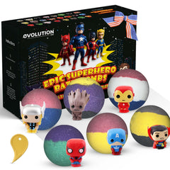 EvolutionUSA bombes bain super-heros avec jouet inclus, couleurs vives