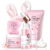 Evolvique Sakura skincare set travel pack, compact kit for on-the-go hydration and care.