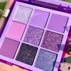 Échantillons evpct ombres glitter violet et métallique pour un regard lumineux.