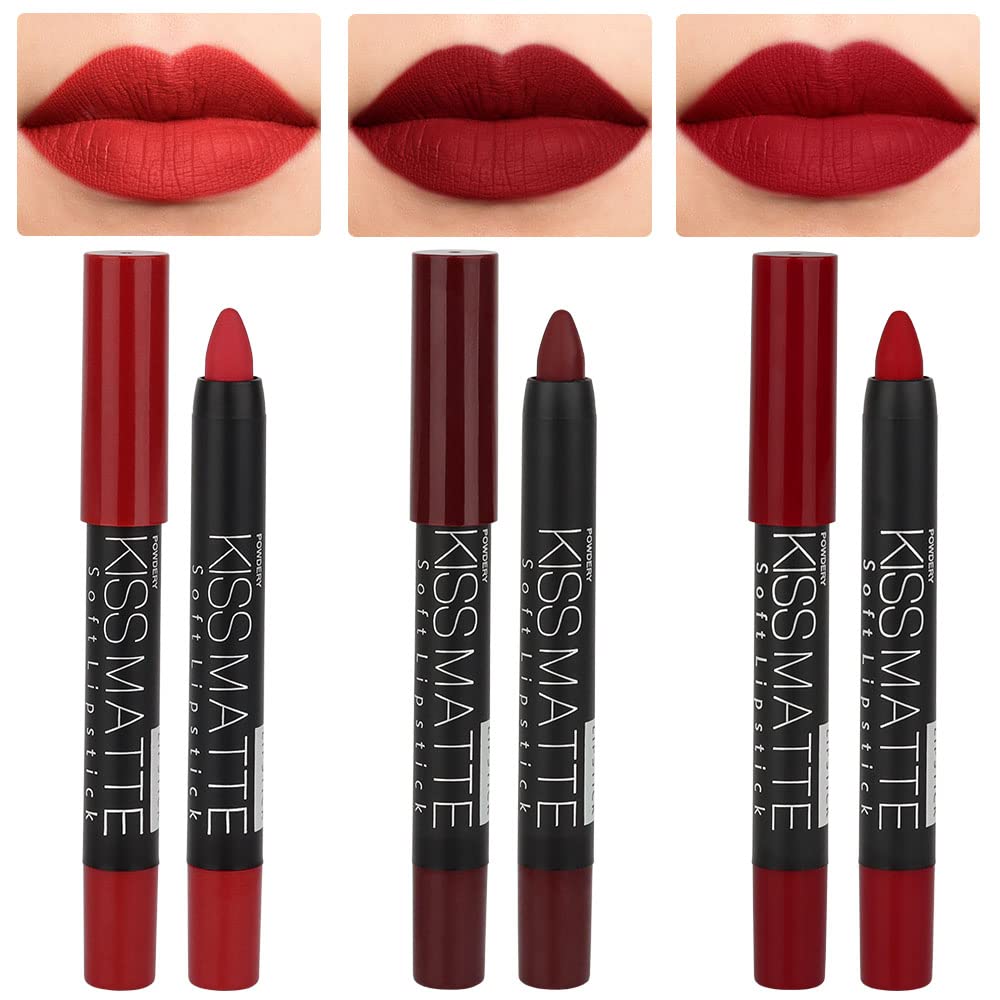 evpct ensemble 3pcs crayon contour lèvres rouge sombre pour tracé précis et durable.